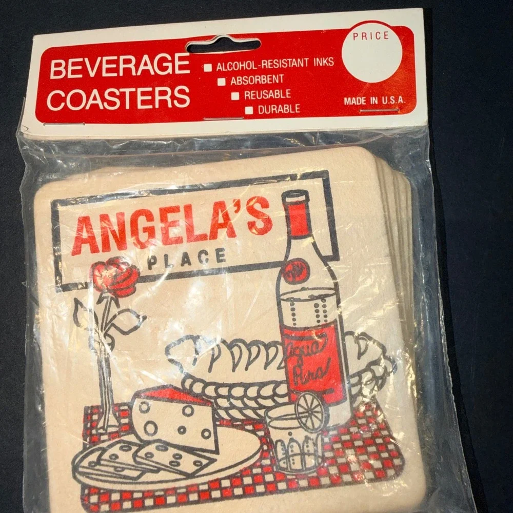 Vintage Maude Corp Angela's Place Beverage Coasters Set New Sealed Made in USA